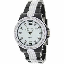 Geneva Platinum Women's 2124.Black.White Black Ceramic Quartz Watch with White Dial