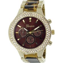 Geneva Platinum Women's 2696.Tortoise.Gold Two-Tone Stainless-Steel Quartz Watch with Brown Dial