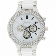 Geneva Platinum Women's 2696.White.Silver Two-Tone Stainless-Steel Quartz Watch with White Dial