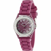 Geneva Platinum Women's 7805.Berry Purple Silicone Quartz Watch with Purple Dial