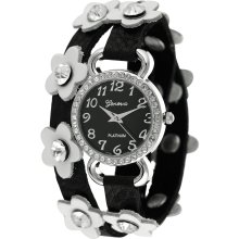 Geneva Platinum Women's Rhinestone-accented Flower Wrap-around Watch (Geneva Flower Wrap Around Watch)