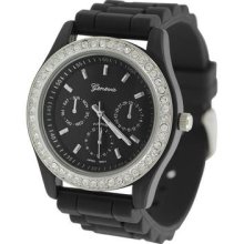 Geneva Womens 'platinum' Rhinestone Chronograph-style Silicone Watch