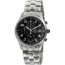 Gino Franco 944Bk Men'S 944Bk Round Stainless Steel Chronograph Bracelet Watch