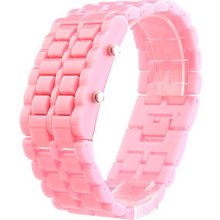 Glacial Lava Style Red Led Metal/acrylic Men Lady Cuff Wrist Watch Gift