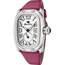 Glam Rock Watches Women's Monogram White Dial Pink Genuine Leather Pin
