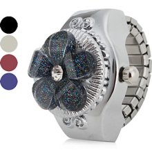 Glitter Women's Rose Petal Style Alloy Analog Quartz Ring Watch (Assorted Colors)