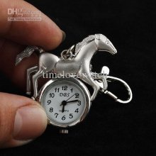 Good Choice White Face Quartz Horse Keychain 10pcs Pocket Watch Bag