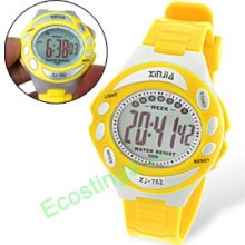 Good Girls Digital Sports Wrist Alarm Watch Stopwatch Yellow