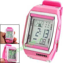 Good Women's Sports LCD Digital Alarm Wrist Watch Pink