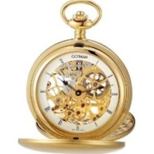 Gotham Men's Gold-Tone Double Cover Exhibition Mechanical Pocket