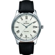 Grovana Men's Quartz Watch With White Dial Analogue Display And Black Leather Strap 1215.1539