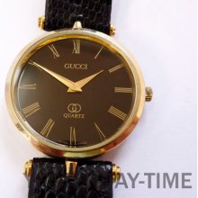 Gucci 1980's Swiss 7 Jewel Gold Plated Gents Quartz Watch