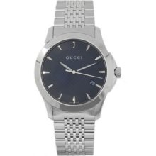 Gucci Men's Black Dial & Stainless Steel Bracelet Watch