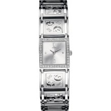 Guess Women Square Silvertone Watch W80007l1 U85028l1 ,original Guess Box