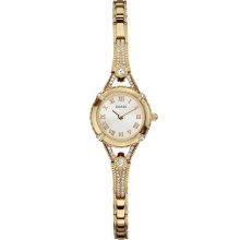 GUESS Yellow Gold-Tone Petite Crystal Watch