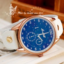 Handmade Full Leather Band Quartz Women's Colorful Quartz Big Size Watch R