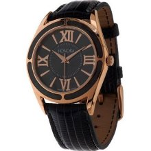 Honora Bronze Mother-of-Pearl Roman Numeral Dial Leather Strap Watch - Black - One Size