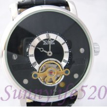 Hot Skeleton Tourbillon Men Auto Mechanical Wrist Watch