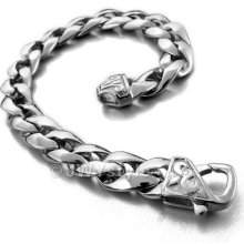 Huge 316l Stainless Steel Bangle Bracelet Men Biker Heavy Silver Link Us39b0076