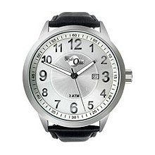HydrOlix 3-Hand Black Leather/Silver Dial Unisex watch #XA00221