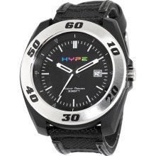 Hype Mens 341005wht Black Dial White Hands Analog Sport Watch