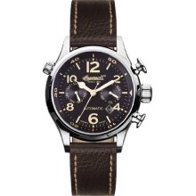 Ingersoll Men's Automatic Watch With Black Dial Analogue Display And Brown Leather Strap In1809bk