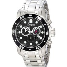 Invicta 0069 Men $595 Pro Diver Scuba Black Dial Chrono Stainless Steel Watch