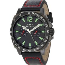 Invicta 0857 Men's Watch Invicta Diver Black Dl Multifunction Black Leather