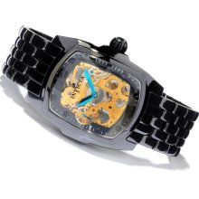 Invicta 1113 Men's Lupah Black Ceramic Mechanical Gold Skeleton Dial W Invicta 1113 Men's Lupah Black Ceramic Mechanical Gold Skeleton Dial W