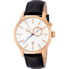 Invicta 12227 Men's Vintage Rose Gold Tone Stainless Steel Black Leath