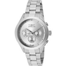 Invicta 12465 Women's Angel Dual Time Stainless Steel Silver Tone Dial Watch