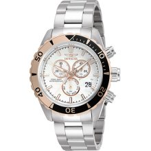 Invicta 12859 Men's Watch Pro Diver Silver Rose Dial Quartz Chrono Stainless