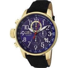 Invicta 1516 Lefty Force Gold Blue Dial Black Riffle Band