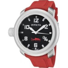 Invicta 1691 Mens Stainless Steel Lefty Sea Hunter Swiss Quartz Red Rubber Strap