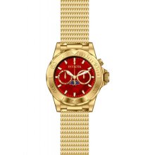 Invicta 80329 Men's Pro Diver Red Dial Gold Plated Steel Mesh Bracelet Watch