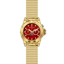 Invicta 80329 Men's Watch Pro Diver Red Dial Quartz Multfunctn Gold Ss