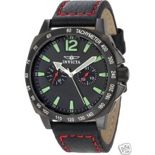 Invicta Diver 0857 Men's Watch Black Dial Black Leather