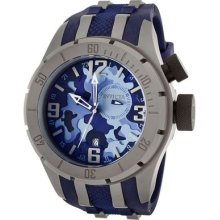 Invicta Mens Coalition Force Bolt Swiss Made Blue Camouflage Dial Rubber Watch