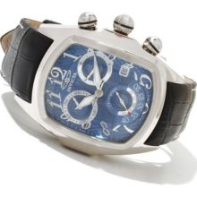 Invicta Men's Dragon Lupah Swiss Made Quartz Chronograph Stainless Steel Leather Strap Watch BLUE