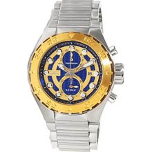 Invicta Men's Pro Diver Chronograph Stainless Steel Case and Bracelet Gold and Blue Tone Dial Date Display 13088