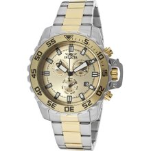 Invicta Men's Pro Diver Special Chronograph Two Tone Stainless Steel Case and Bracelet Gold Tone Dial 13626