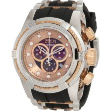 Invicta Men's Reserve Bolt Zeus Chronograph Stainless Steel Case Rose Gold Dial Rubber Strap 0829