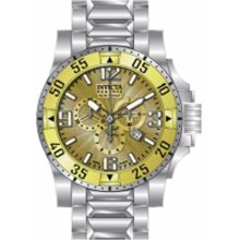 Invicta Men's Reserve Excursion Chronograph Stainless Steel Case and Bracelet Gold Dial Gold Bezel 10895