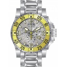 Invicta Men's Reserve Excursion Chronograph Stainless Steel Case and Bracelet Silver Dial Gold Bezel 10892