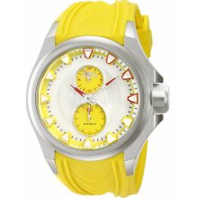 Invicta Men's S1 Rally Stainless Steel Case Yellow Rubber Bracelet Silver Tone Dial 12335