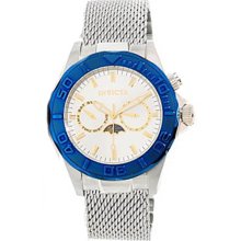 Invicta Men's Sea Wizard Stainless Steel Case and Mesh Bracelet Silver Tone Dial Blue Tone Bezel 80318