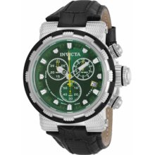 Invicta Men's Stainless Steel Case Leather Strap Chronograph Green Dial 11231