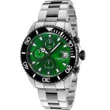Invicta Pro Diver Men's Quartz Watch With Green Dial Chronograph Display And Silver Stainless Steel Bracelet 10501