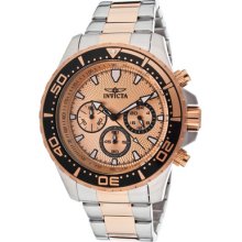 Invicta Watch 12917 Men's Pro Diver Chronograph Rose Gold Textured Dial Two Tone