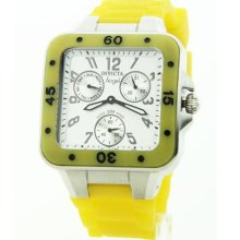 Invicta Watches Women's Angel Silver Dial Yellow Green Rubber Yellow
